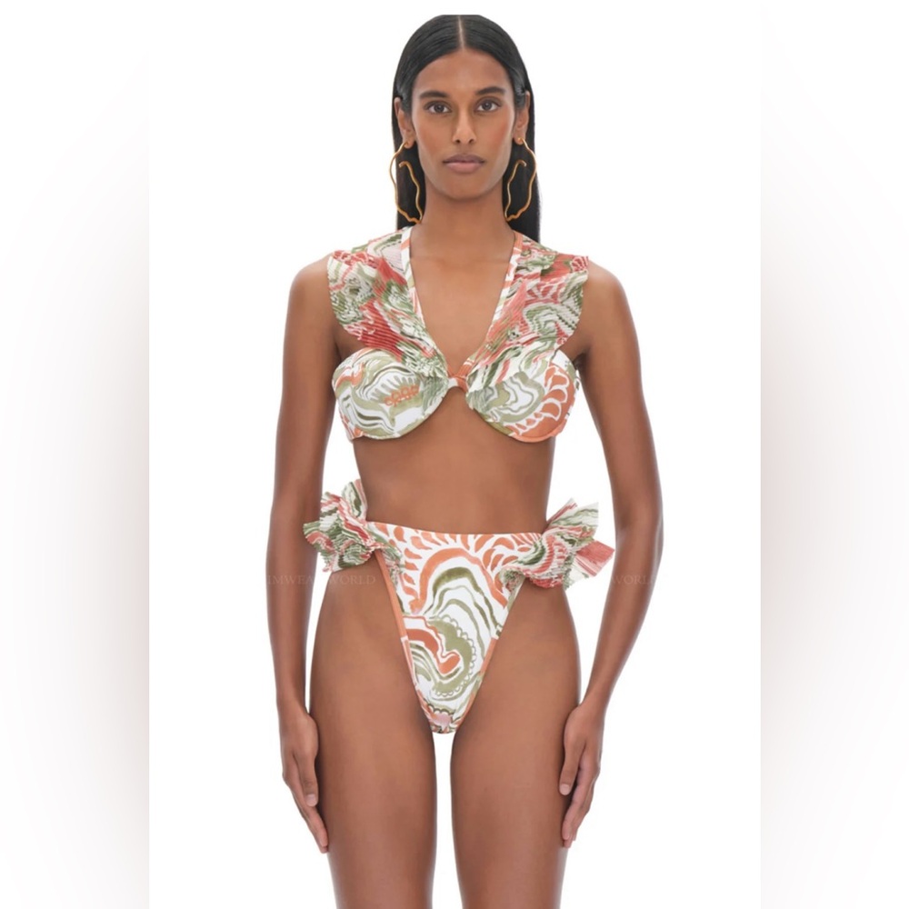 ANDREA IYAMAH SALAMA BIKINI Top , Floral Pleated Bikini Top. Brand New With Tags